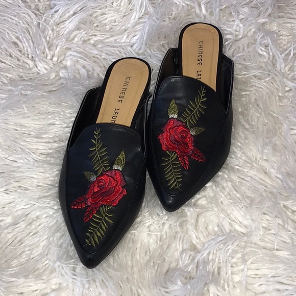 Chinese Laundry Shoes - Chinese Laundry mule loafers black with rose
